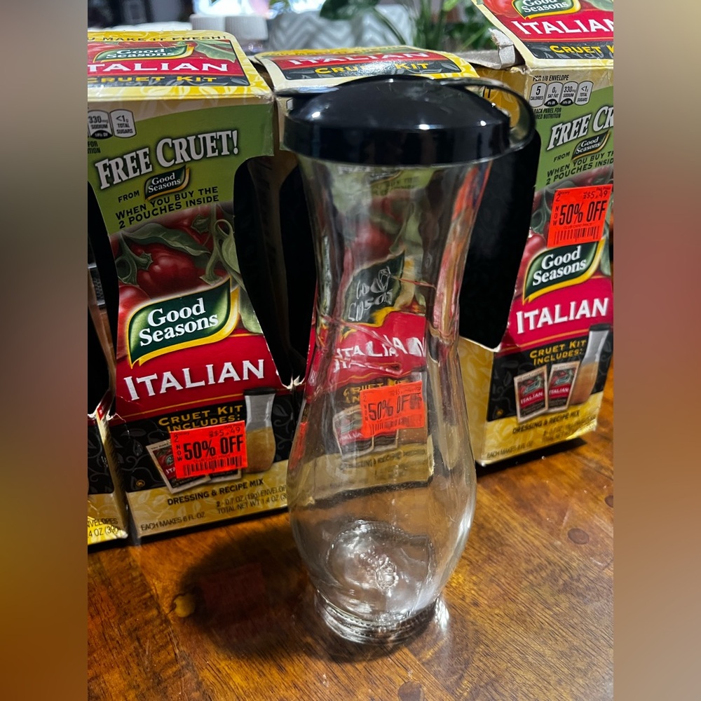 4 New Glass Salad Dressing Bottles
